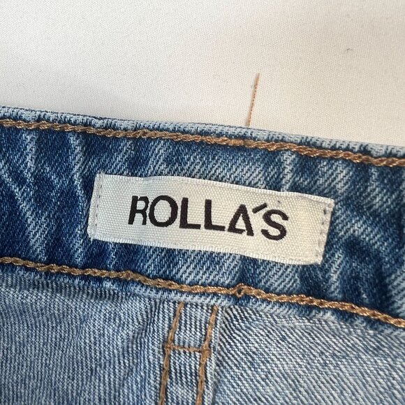 Rollas Original High Rise Straight Leg Jeans Brad Blue Light Wash 27 - Picture 5 of 11
